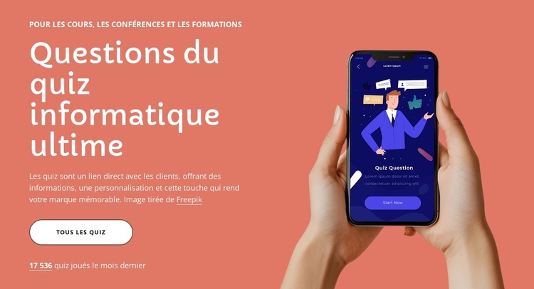 Questions du quiz ultimes Modèle de site Web
