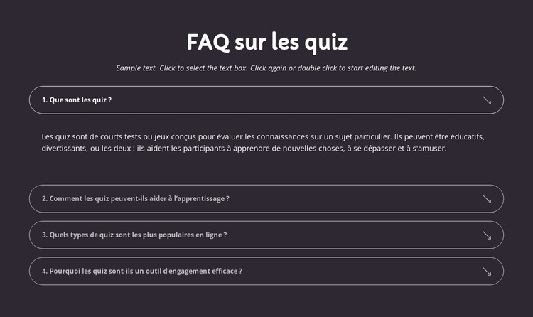 FAQ sur les quiz Modèle de site Web