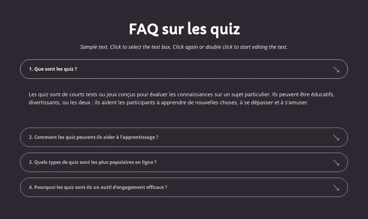 FAQ sur les quiz Modèle d'une page