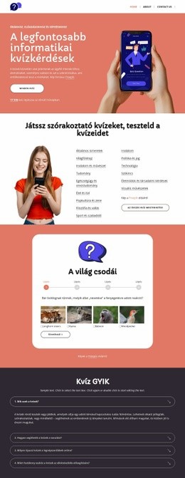 Játssz szórakoztató kvízeket Weboldal sablonok