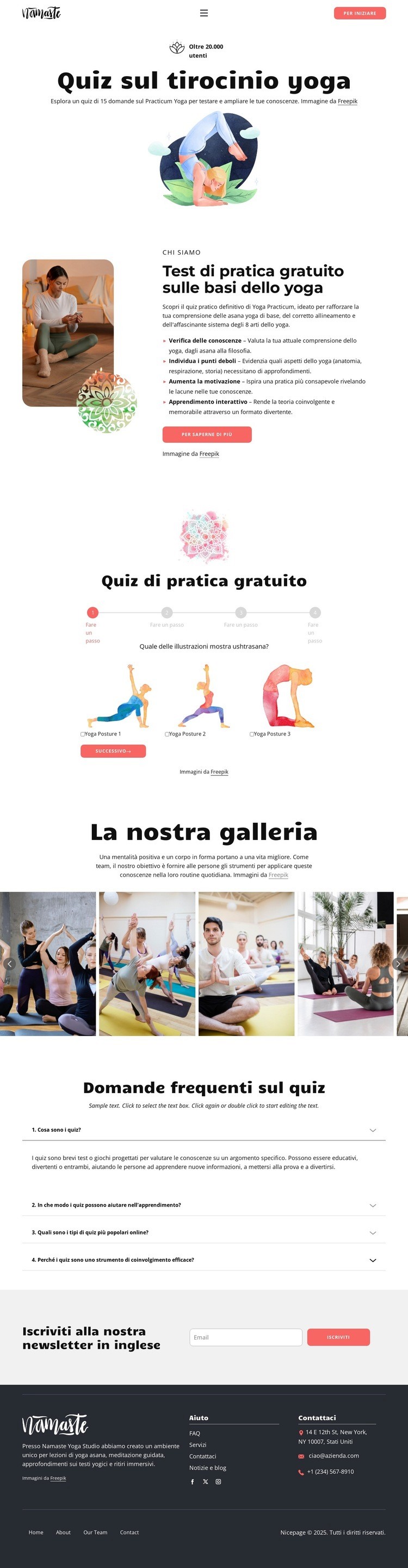 Quiz sulla conoscenza dello yoga Progettazione di siti web