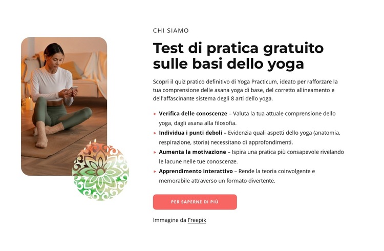 Test di pratica gratuito sulle basi dello yoga Modello di sito Web