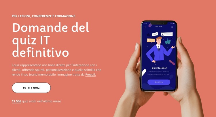Domande del quiz definitivo Modello di sito Web