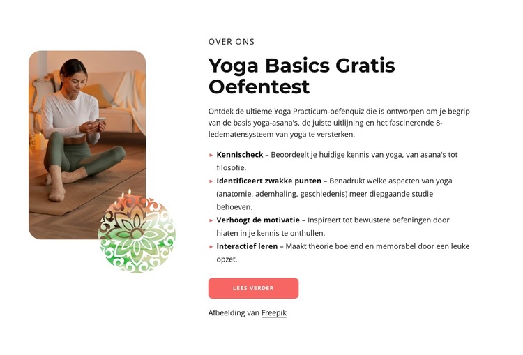 Yoga basics gratis oefentest Website sjabloon