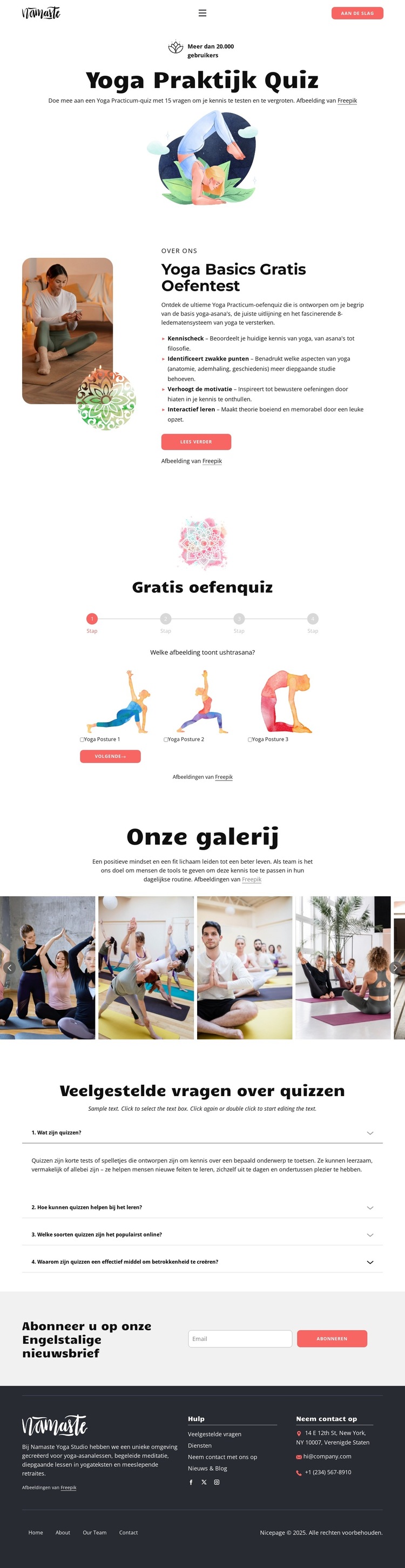 Yoga kennisquiz Website sjabloon