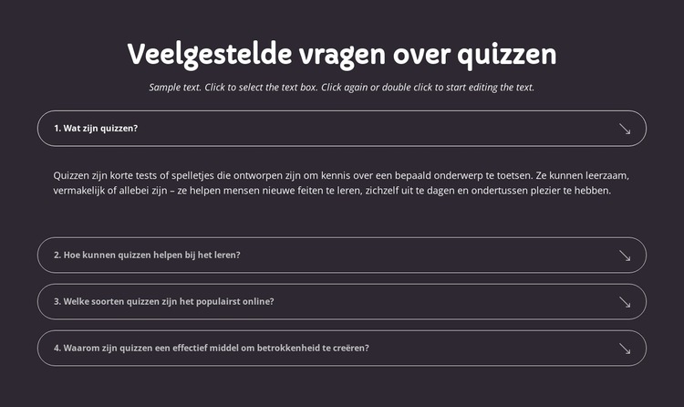 Quiz-veelgestelde vragen Website sjabloon