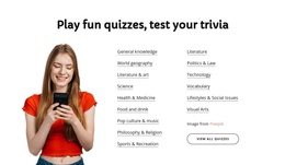 Most Creative One Page Template For Test Your Trivia