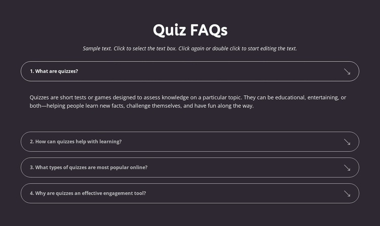 Quiz faqs One Page Template