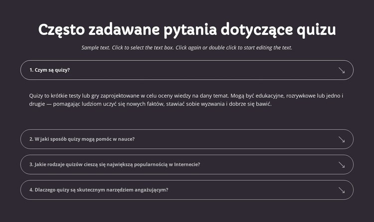 FAQ dotyczące quizu Szablon CSS