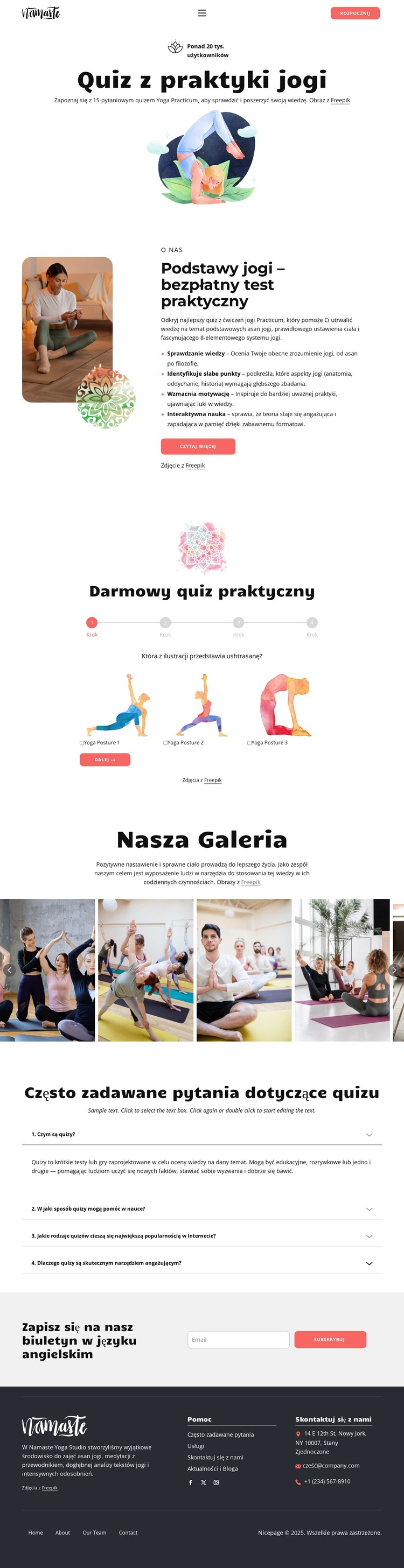 Quiz wiedzy o jodze Szablon HTML