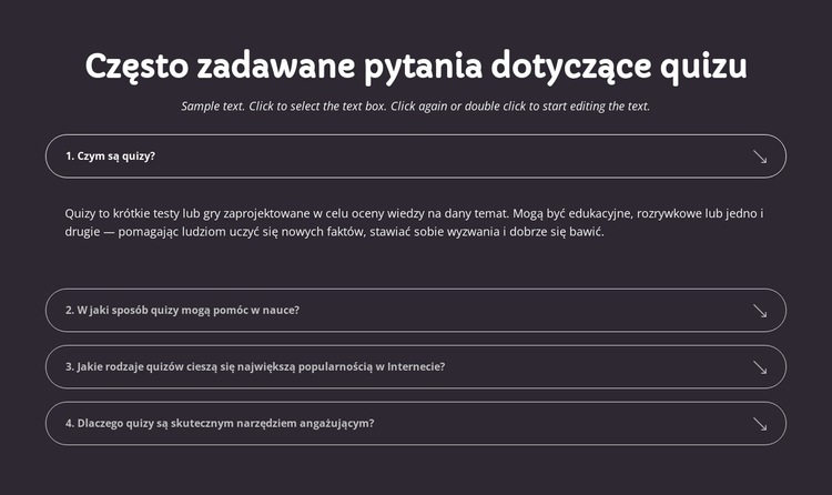 FAQ dotyczące quizu Szablon witryny sieci Web
