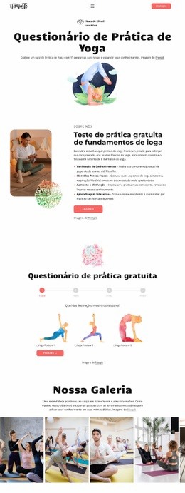Questionário de conhecimentos sobre ioga Designs de sites