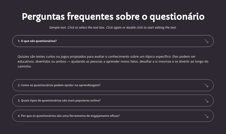 Perguntas frequentes sobre o questionário Modelo HTML
