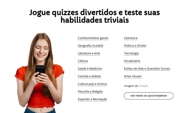 Test your trivia Modelo de site