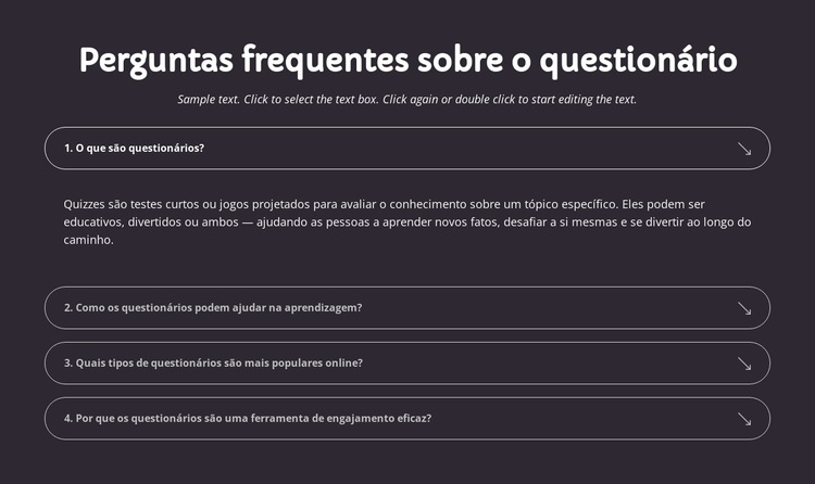 Perguntas frequentes sobre o questionário Modelo de site