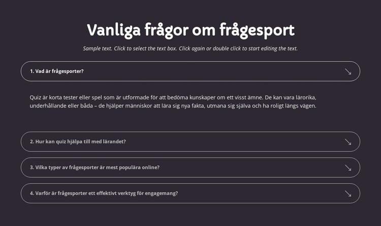 Vanliga frågor om frågesport HTML-mall