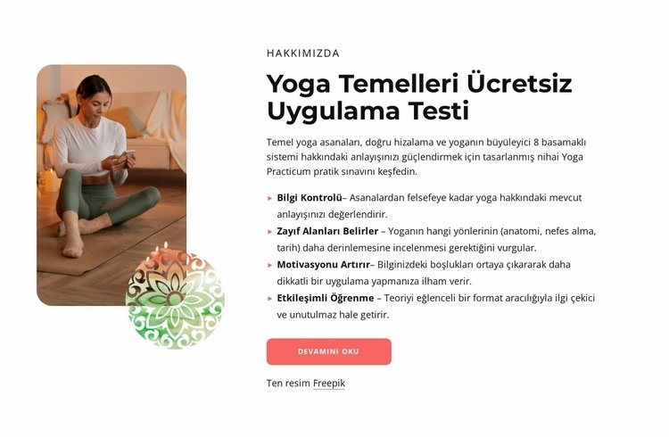 Yoga temelleri ücretsiz pratik testi Bir Sayfa Şablonu