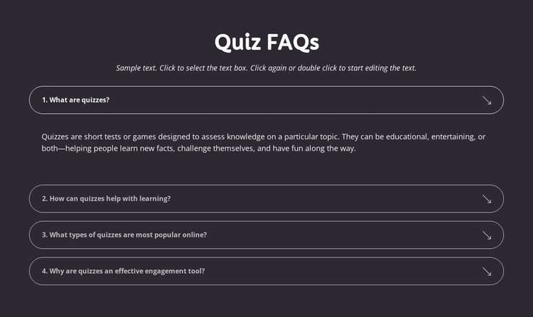 Quiz faqs Web Page Design