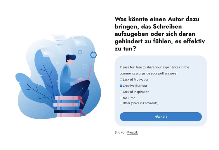 Poll for writers Website-Vorlage