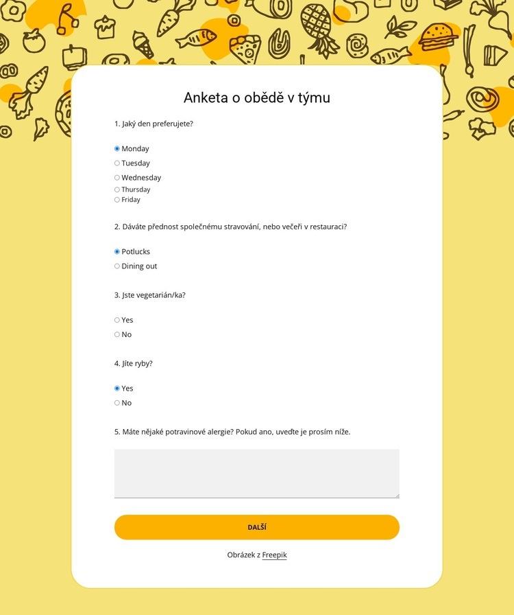 Team lunch poll Šablona