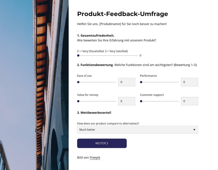 Product feedback survey CSS-Vorlage
