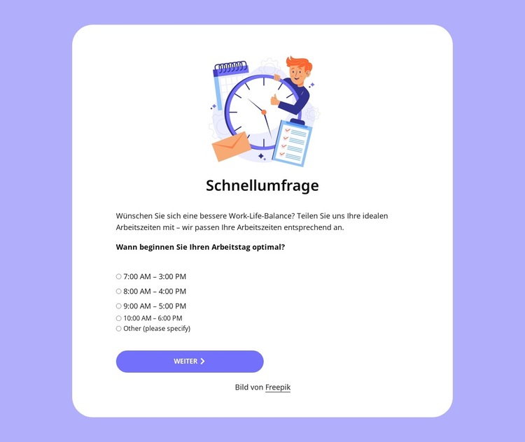 Quick poll Website-Vorlage
