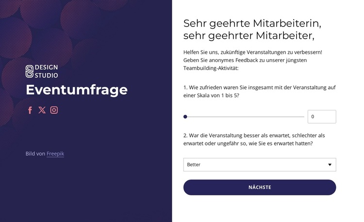 Team Building feedback survey WordPress-Theme