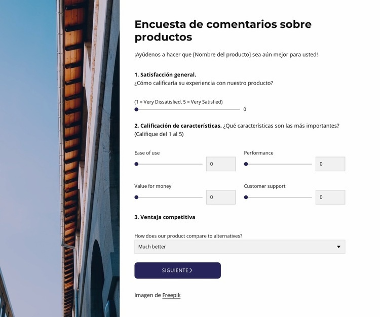 Product feedback survey Diseño de páginas web