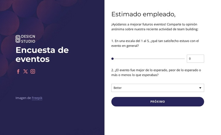 Team Building feedback survey Plantilla de sitio web
