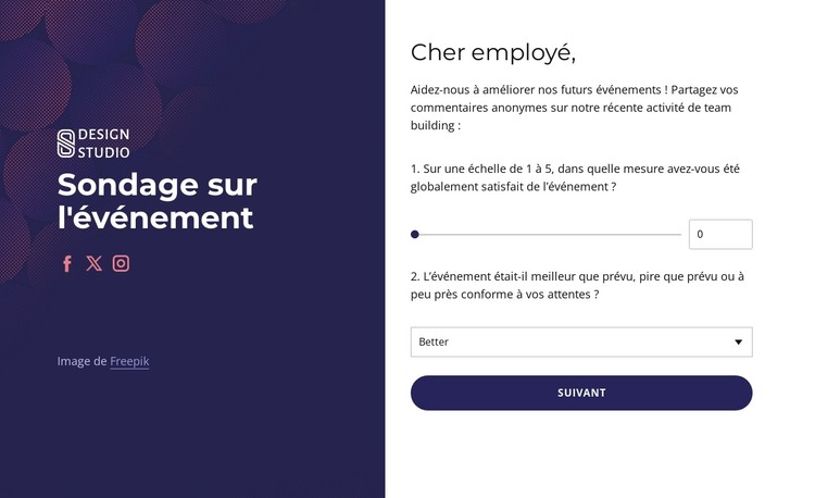 Team Building feedback survey Modèle HTML