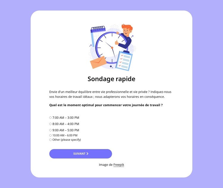 Quick poll Modèle d'une page
