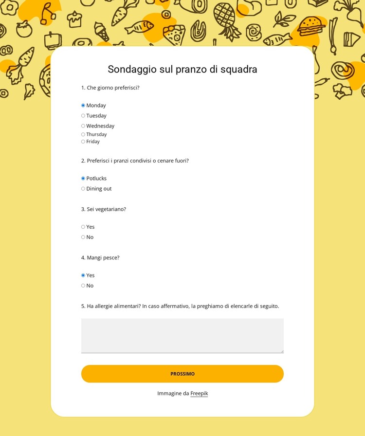 Team lunch poll Modello HTML