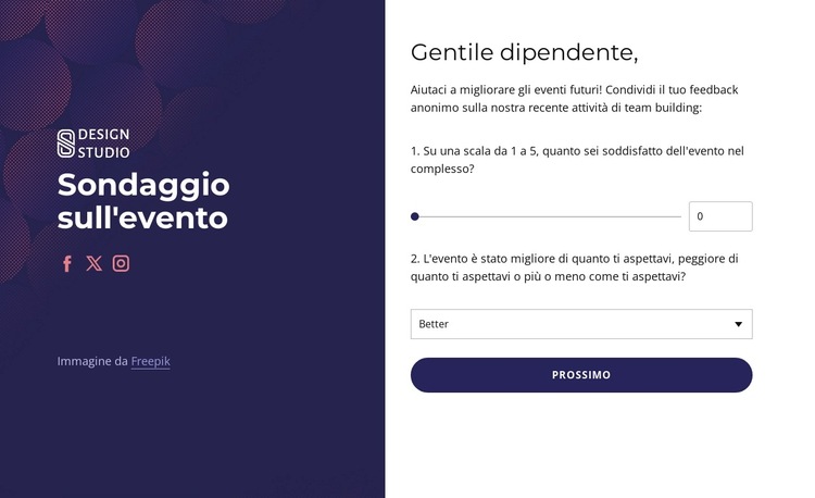 Team Building feedback survey Modello di sito Web