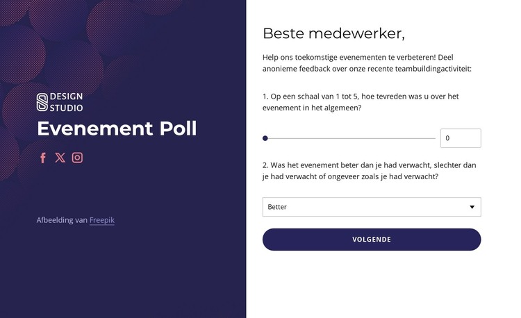 Team Building feedback survey HTML-sjabloon