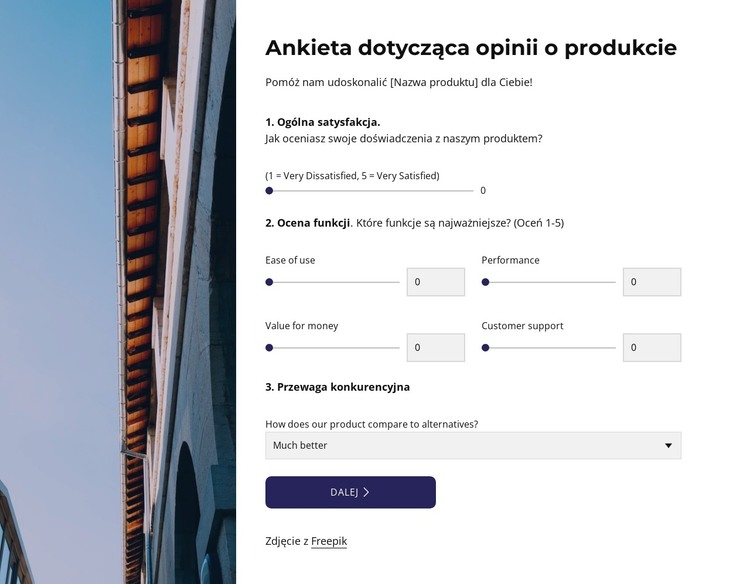 Product feedback survey Szablon HTML