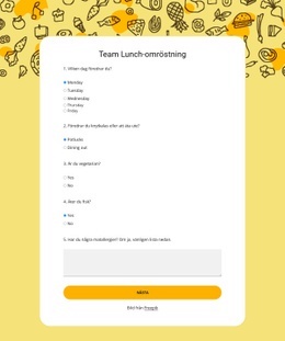 Team Lunch Poll - Webbplatsdesign