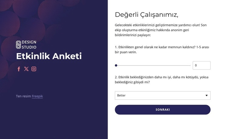 Team Building feedback survey Şablon