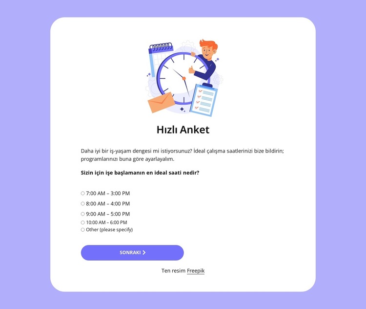 Quick poll Web Sitesi Şablonu