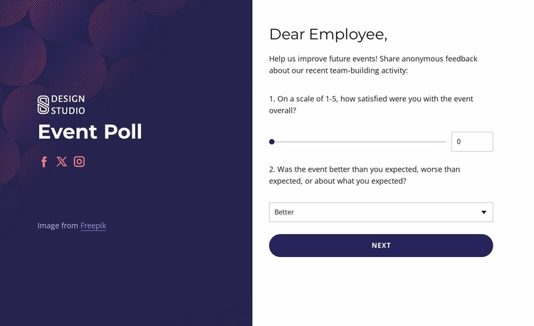 Team Building feedback survey Website Design