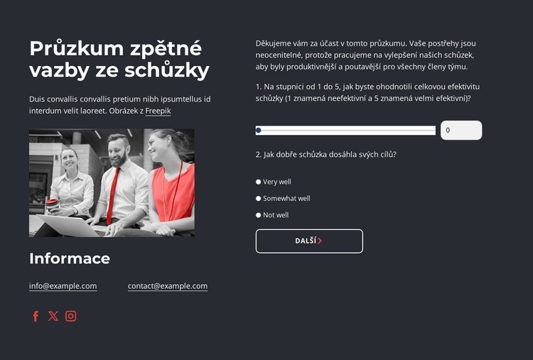 Meeting feedback survey Šablona