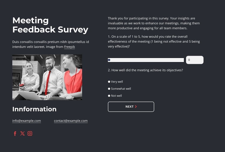 Meeting feedback survey CSS Template