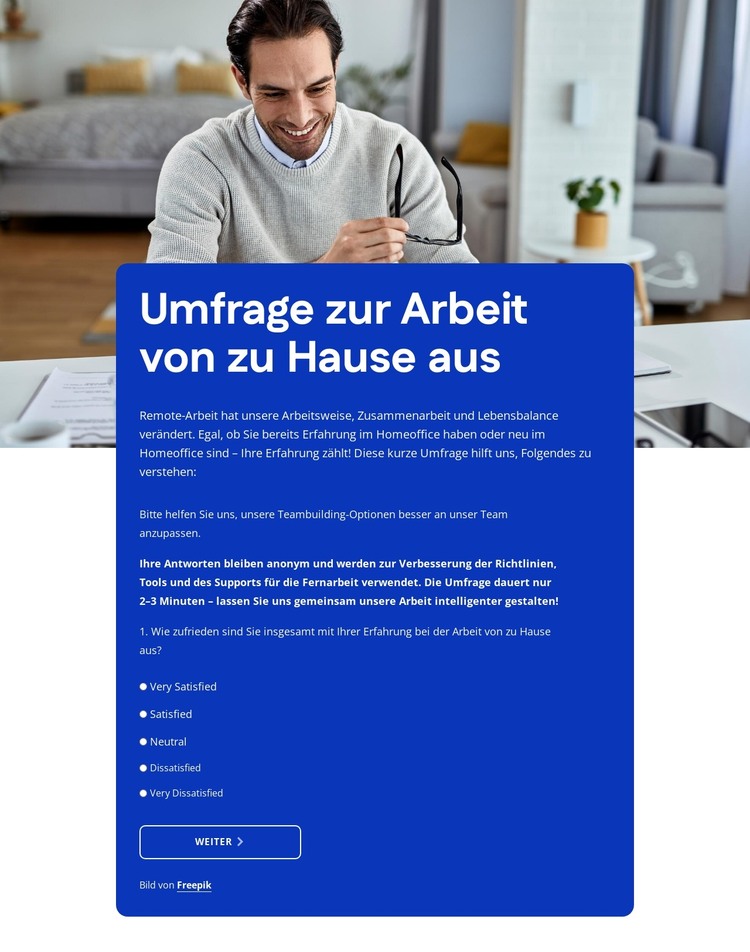 Work from home survey HTML-Vorlage