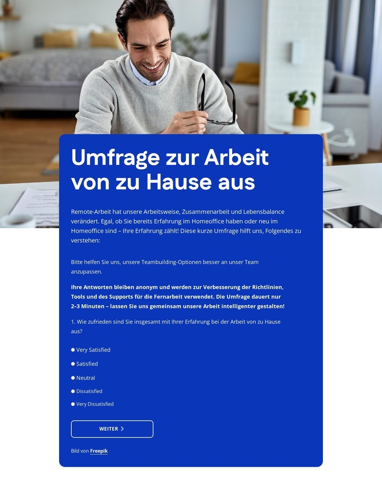 Work from home survey WordPress-Theme
