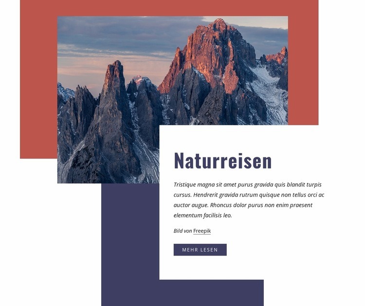 Reise in die Natur Landing Page