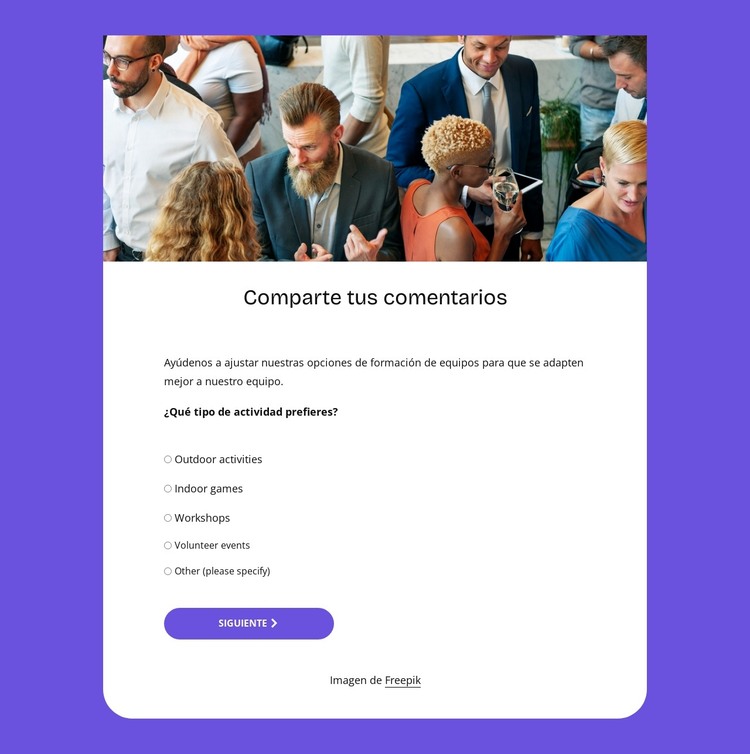 Share your feedback Plantilla HTML