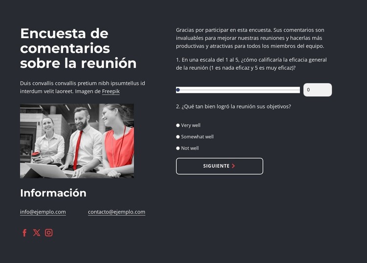 Meeting feedback survey Plantilla HTML