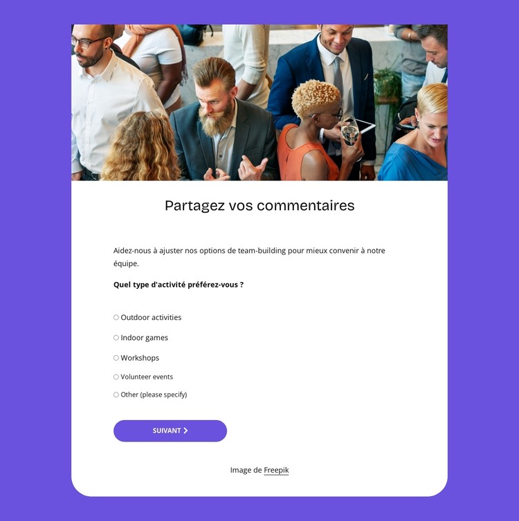 Share your feedback Modèle HTML