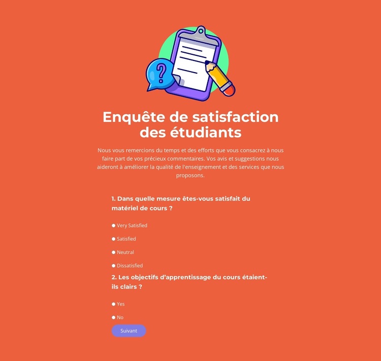 Concevoir des enquêtes efficaces Modèle de site Web
