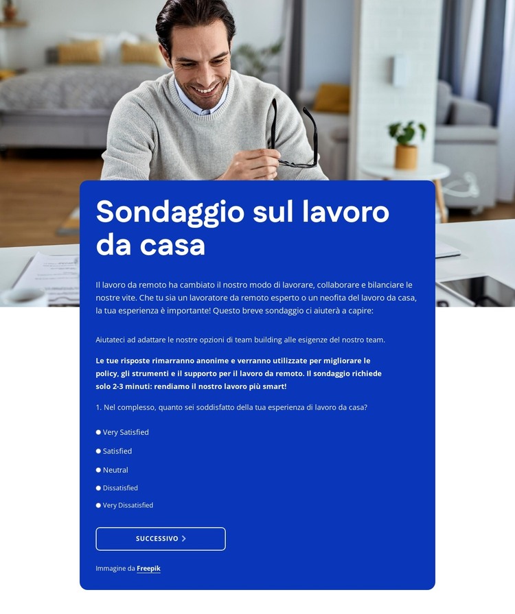 Work from home survey Modello HTML