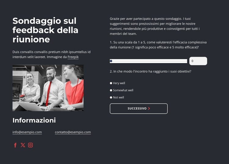 Meeting feedback survey Modello HTML